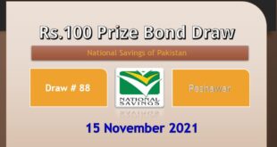 Winners of Rs. 100 Prize bond draw result 15 November 2021 List Peshawar Announced